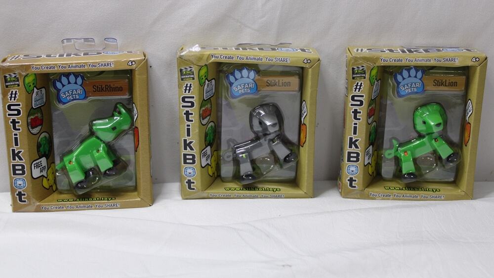 Lot of 3 Stikbot Safari Pets New In Box StikLion Green Gray StikRhino Green 2017